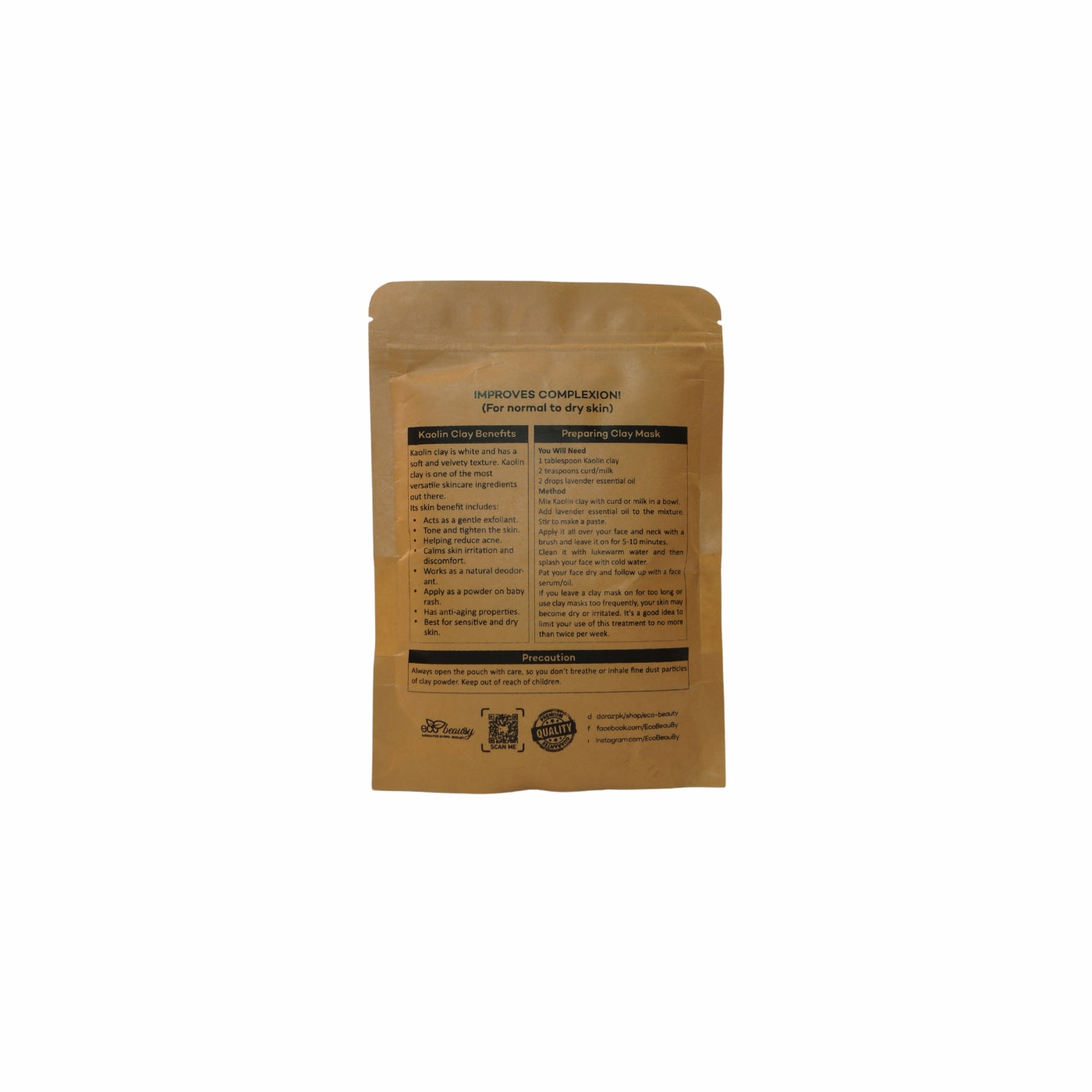 Kaolin Mineral Clay Powder for Face & Hair Masks - 100g