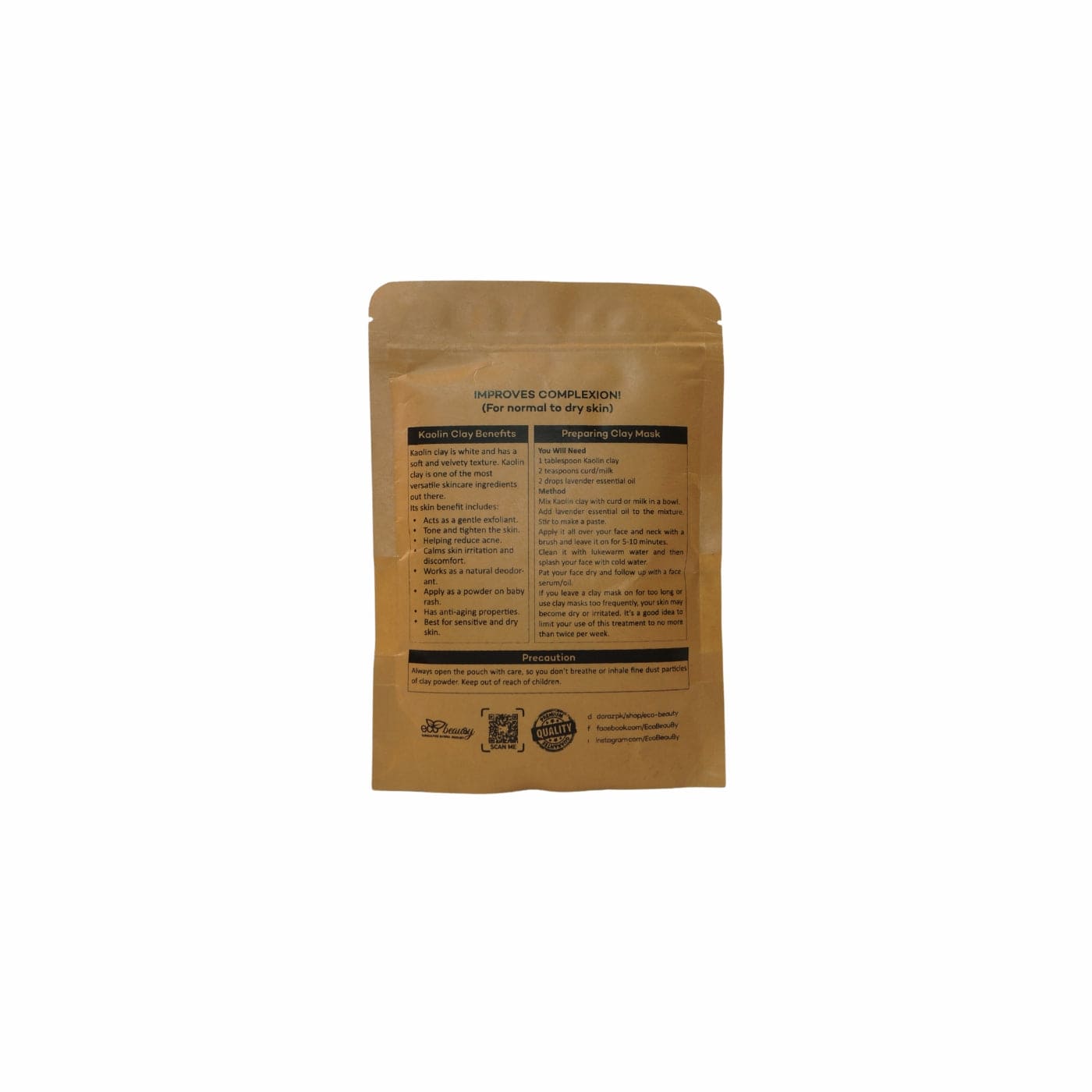 Kaolin Mineral Clay Powder for Face & Hair Masks - 100g