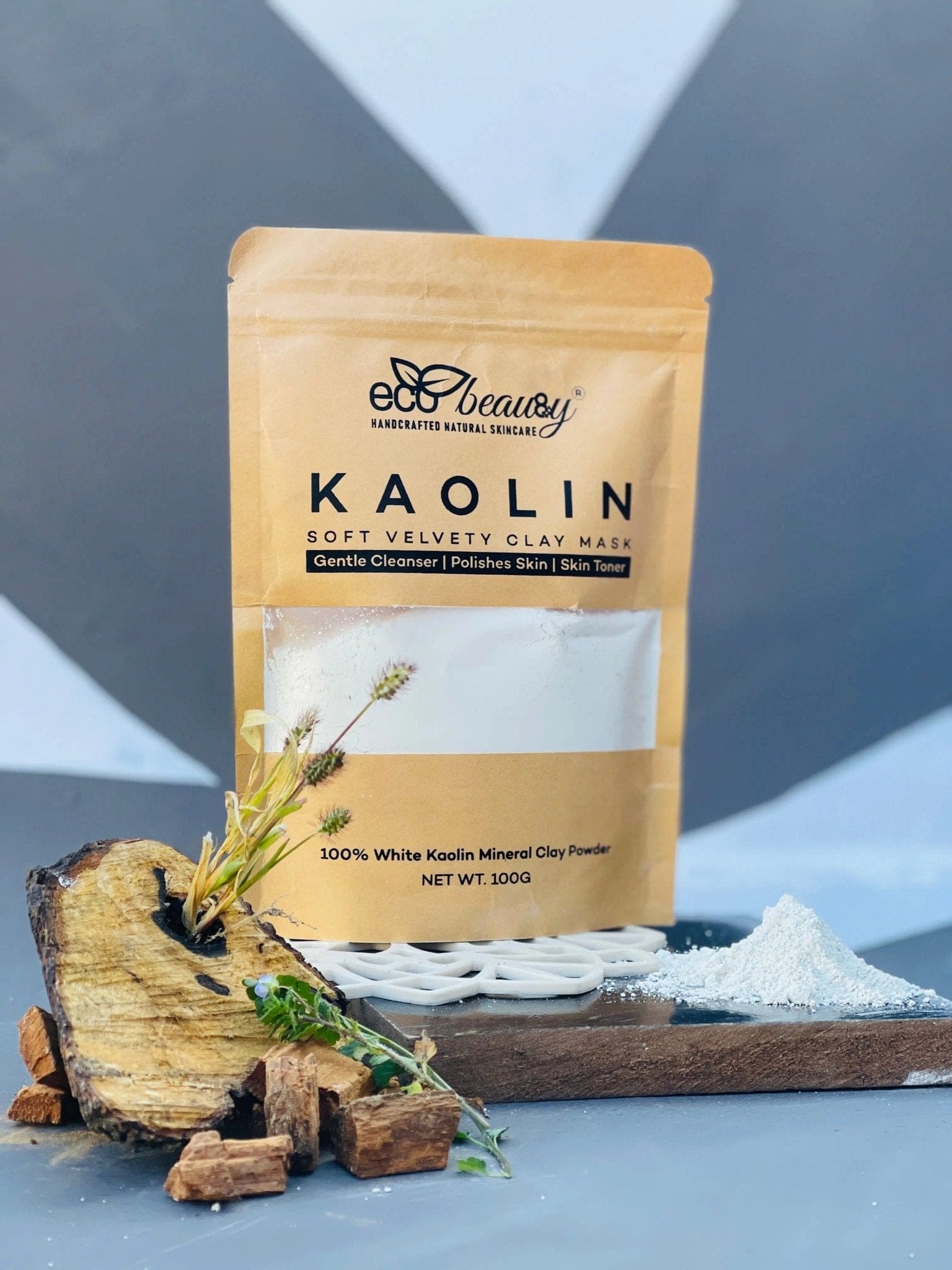 Kaolin Mineral Clay Powder for Face & Hair Masks - 100g ecobeau8y